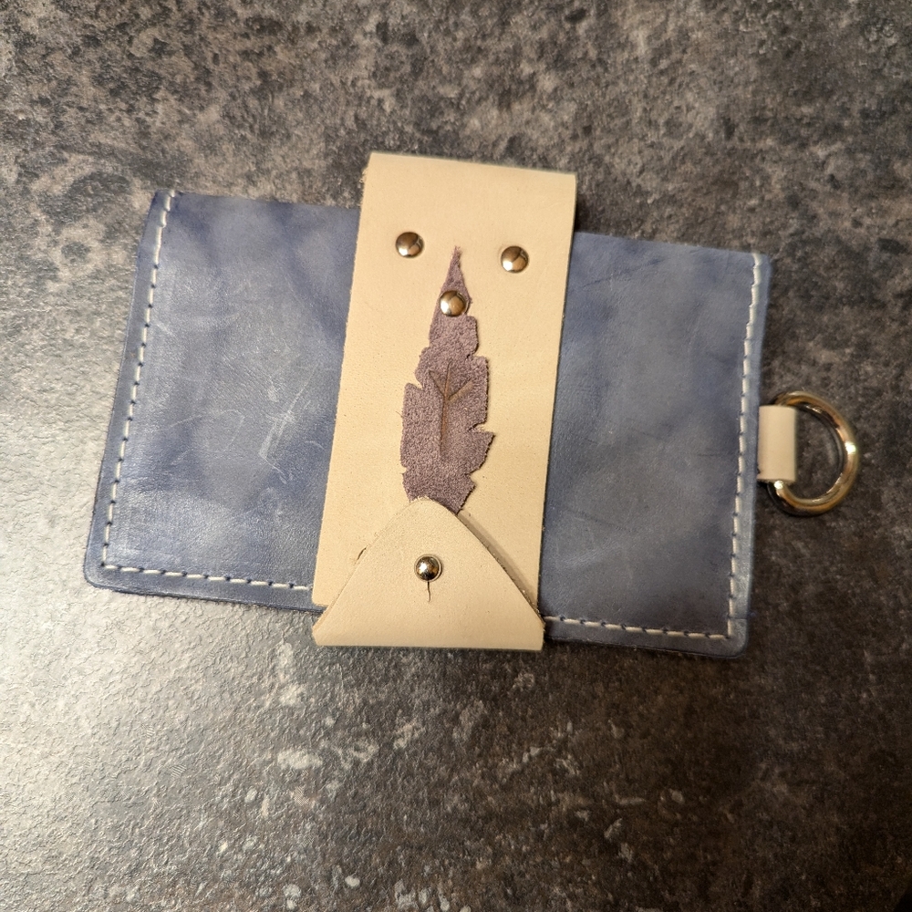 Leather Wallet with Leaf Design